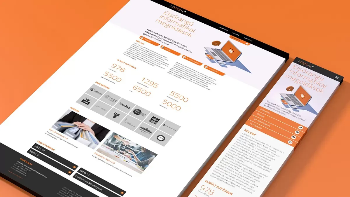 SDA DMS Weboldal design mockup